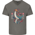 Chinese Zodiac Shengxiao Year of the Dragon Mens V-Neck Cotton T-Shirt Charcoal