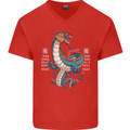 Chinese Zodiac Shengxiao Year of the Dragon Mens V-Neck Cotton T-Shirt Red