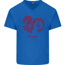Chinese Zodiac Shengxiao Year of the Dragon Mens V-Neck Cotton T-Shirt Royal Blue