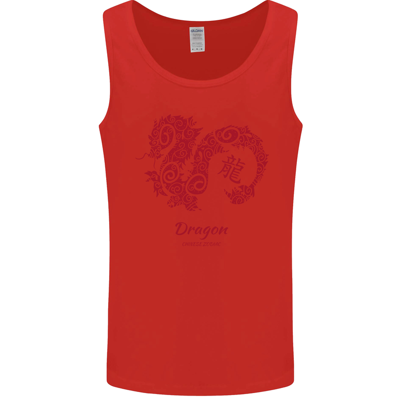 Chinese Zodiac Shengxiao Year of the Dragon Mens Vest Tank Top Red