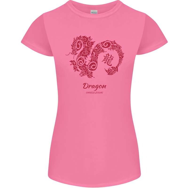 Chinese Zodiac Shengxiao Year of the Dragon Womens Petite Cut T-Shirt Azalea