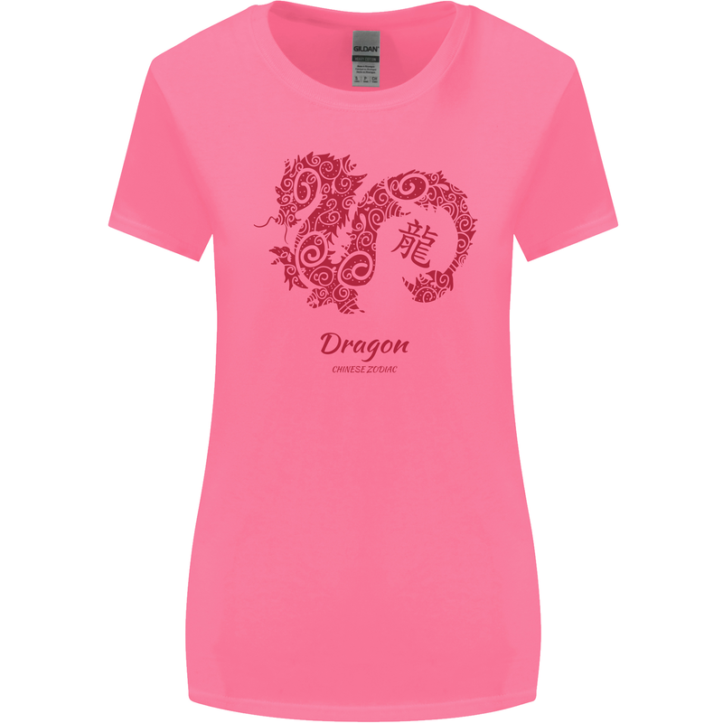 Chinese Zodiac Shengxiao Year of the Dragon Womens Wider Cut T-Shirt Azalea