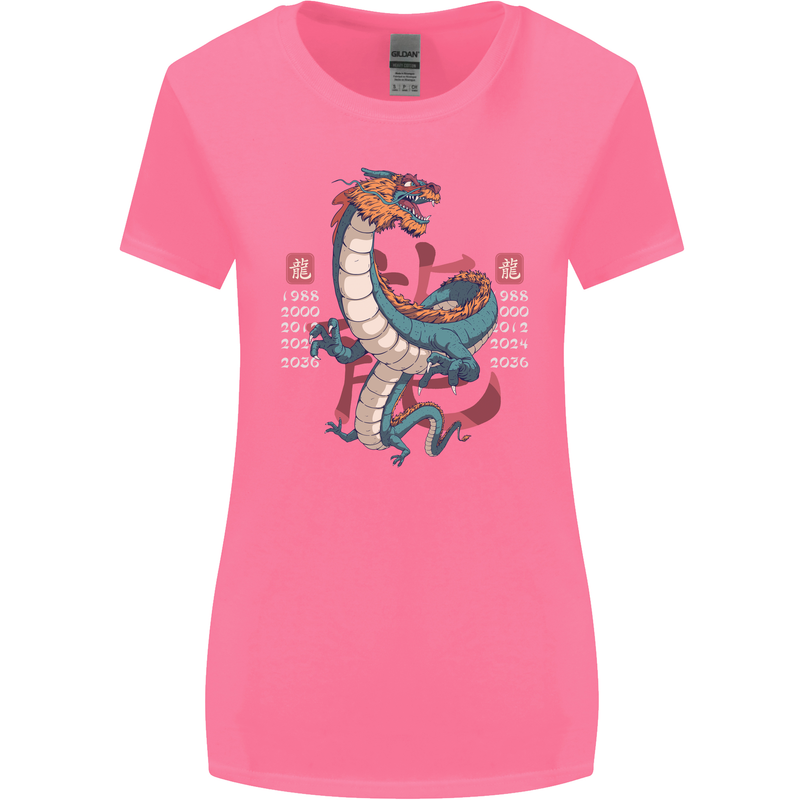 Chinese Zodiac Shengxiao Year of the Dragon Womens Wider Cut T-Shirt Azalea