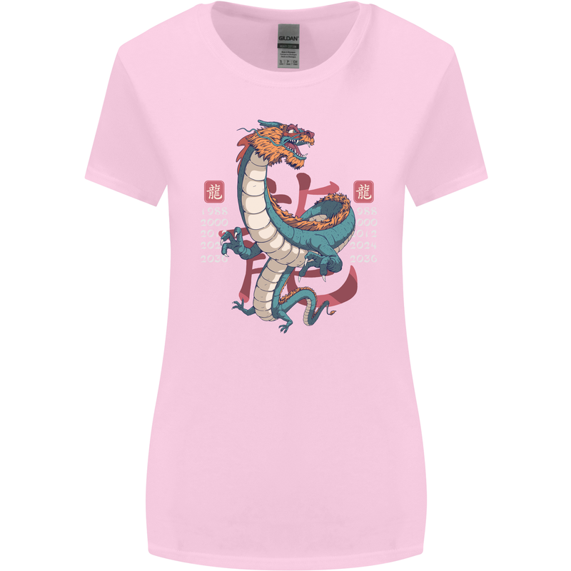 Chinese Zodiac Shengxiao Year of the Dragon Womens Wider Cut T-Shirt Light Pink