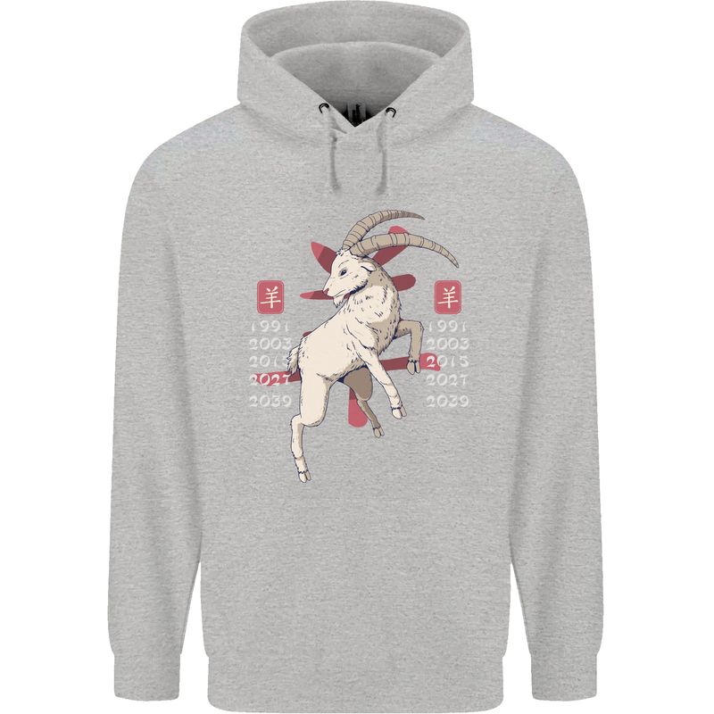 Chinese Zodiac Shengxiao Year of the Goat Childrens Kids Hoodie Sports Grey
