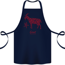 Chinese Zodiac Shengxiao Year of the Goat Cotton Apron 100% Organic Navy Blue