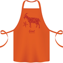 Chinese Zodiac Shengxiao Year of the Goat Cotton Apron 100% Organic Orange