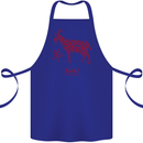 Chinese Zodiac Shengxiao Year of the Goat Cotton Apron 100% Organic Royal Blue