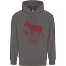Chinese Zodiac Shengxiao Year of the Goat Mens 80% Cotton Hoodie Charcoal