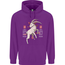 Chinese Zodiac Shengxiao Year of the Goat Mens 80% Cotton Hoodie Purple