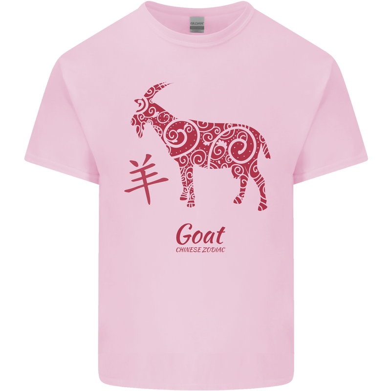 Chinese Zodiac Shengxiao Year of the Goat Mens Cotton T-Shirt Tee Top Light Pink