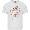 Chinese Zodiac Shengxiao Year of the Goat Mens Cotton T-Shirt Tee Top White