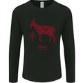 Chinese Zodiac Shengxiao Year of the Goat Mens Long Sleeve T-Shirt Black