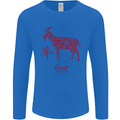 Chinese Zodiac Shengxiao Year of the Goat Mens Long Sleeve T-Shirt Royal Blue
