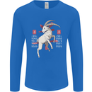 Chinese Zodiac Shengxiao Year of the Goat Mens Long Sleeve T-Shirt Royal Blue