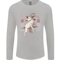 Chinese Zodiac Shengxiao Year of the Goat Mens Long Sleeve T-Shirt Sports Grey
