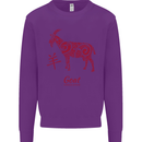 Chinese Zodiac Shengxiao Year of the Goat Mens Sweatshirt Jumper Purple