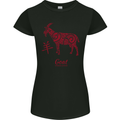 Chinese Zodiac Shengxiao Year of the Goat Womens Petite Cut T-Shirt Black