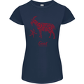 Chinese Zodiac Shengxiao Year of the Goat Womens Petite Cut T-Shirt Navy Blue