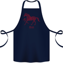 Chinese Zodiac Shengxiao Year of the Horse Cotton Apron 100% Organic Navy Blue