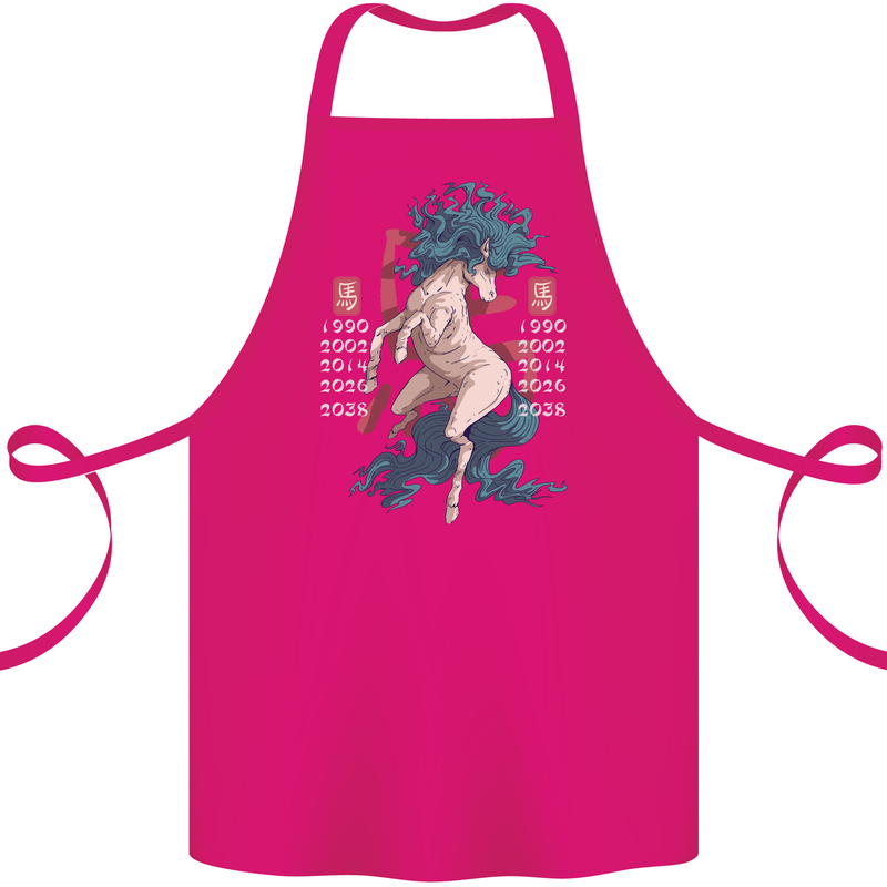 Chinese Zodiac Shengxiao Year of the Horse Cotton Apron 100% Organic Pink