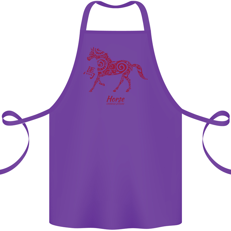 Chinese Zodiac Shengxiao Year of the Horse Cotton Apron 100% Organic Purple