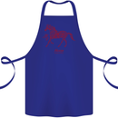Chinese Zodiac Shengxiao Year of the Horse Cotton Apron 100% Organic Royal Blue