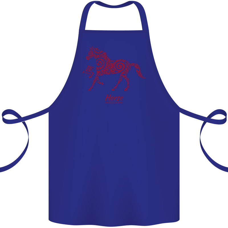 Chinese Zodiac Shengxiao Year of the Horse Cotton Apron 100% Organic Royal Blue