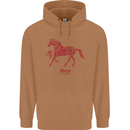 Chinese Zodiac Shengxiao Year of the Horse Mens 80% Cotton Hoodie Caramel Latte
