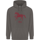 Chinese Zodiac Shengxiao Year of the Horse Mens 80% Cotton Hoodie Charcoal