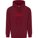 Chinese Zodiac Shengxiao Year of the Horse Mens 80% Cotton Hoodie Maroon