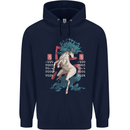 Chinese Zodiac Shengxiao Year of the Horse Mens 80% Cotton Hoodie Navy Blue