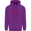 Chinese Zodiac Shengxiao Year of the Horse Mens 80% Cotton Hoodie Purple