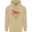 Chinese Zodiac Shengxiao Year of the Horse Mens 80% Cotton Hoodie Sand