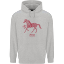 Chinese Zodiac Shengxiao Year of the Horse Mens 80% Cotton Hoodie Sports Grey