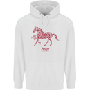 Chinese Zodiac Shengxiao Year of the Horse Mens 80% Cotton Hoodie White