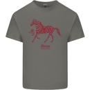 Chinese Zodiac Shengxiao Year of the Horse Mens Cotton T-Shirt Tee Top Charcoal