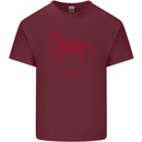 Chinese Zodiac Shengxiao Year of the Horse Mens Cotton T-Shirt Tee Top Maroon