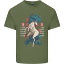 Chinese Zodiac Shengxiao Year of the Horse Mens Cotton T-Shirt Tee Top Military Green