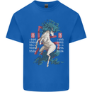Chinese Zodiac Shengxiao Year of the Horse Mens Cotton T-Shirt Tee Top Royal Blue