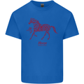 Chinese Zodiac Shengxiao Year of the Horse Mens Cotton T-Shirt Tee Top Royal Blue