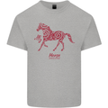 Chinese Zodiac Shengxiao Year of the Horse Mens Cotton T-Shirt Tee Top Sports Grey