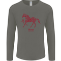 Chinese Zodiac Shengxiao Year of the Horse Mens Long Sleeve T-Shirt Charcoal