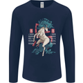 Chinese Zodiac Shengxiao Year of the Horse Mens Long Sleeve T-Shirt Navy Blue