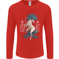 Chinese Zodiac Shengxiao Year of the Horse Mens Long Sleeve T-Shirt Red