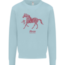 Chinese Zodiac Shengxiao Year of the Horse Mens Sweatshirt Jumper Light Blue