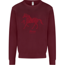 Chinese Zodiac Shengxiao Year of the Horse Mens Sweatshirt Jumper Maroon