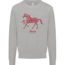 Chinese Zodiac Shengxiao Year of the Horse Mens Sweatshirt Jumper Sports Grey