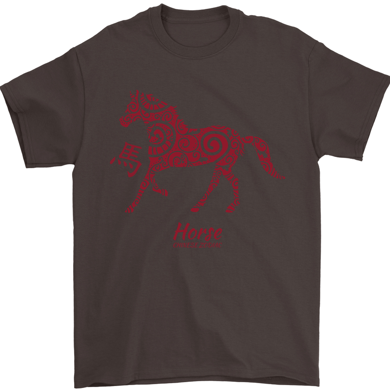 Chinese Zodiac Shengxiao Year of the Horse Mens T-Shirt Cotton Gildan Dark Chocolate