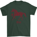 Chinese Zodiac Shengxiao Year of the Horse Mens T-Shirt Cotton Gildan Forest Green
